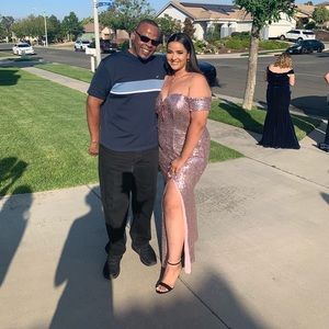 Pink sparkly sequin prom dress